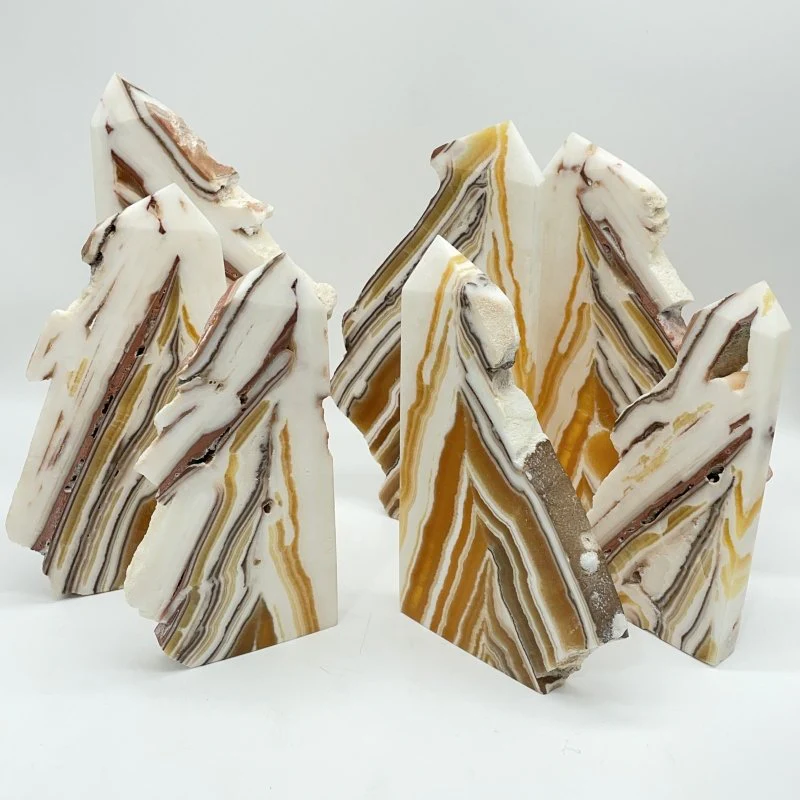 7 Pieces Yellow Calcite Slab Tower Points - Image 3