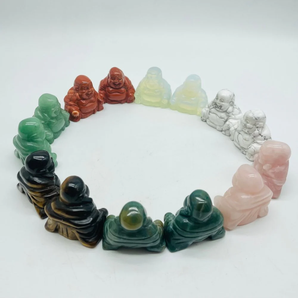7 Types Fat Belly Buddha Maitreya Carving Tiger Eye Moss Agate Wholesale - Image 2