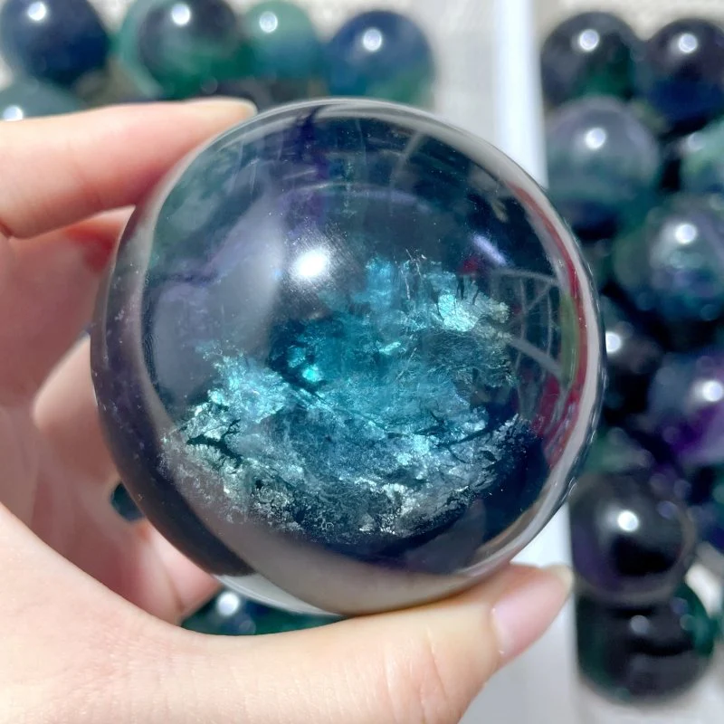 71 Pieces 57.8lbs Deep Green/Purple/Blue Fluorite Spheres