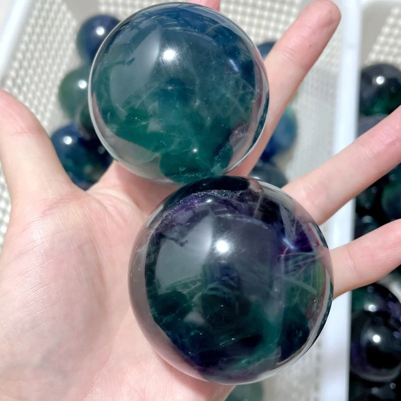 71 Pieces 57.8lbs Deep Green/Purple/Blue Fluorite Spheres - Image 2