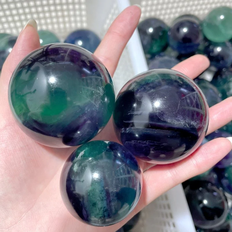 71 Pieces 57.8lbs Deep Green/Purple/Blue Fluorite Spheres - Image 3