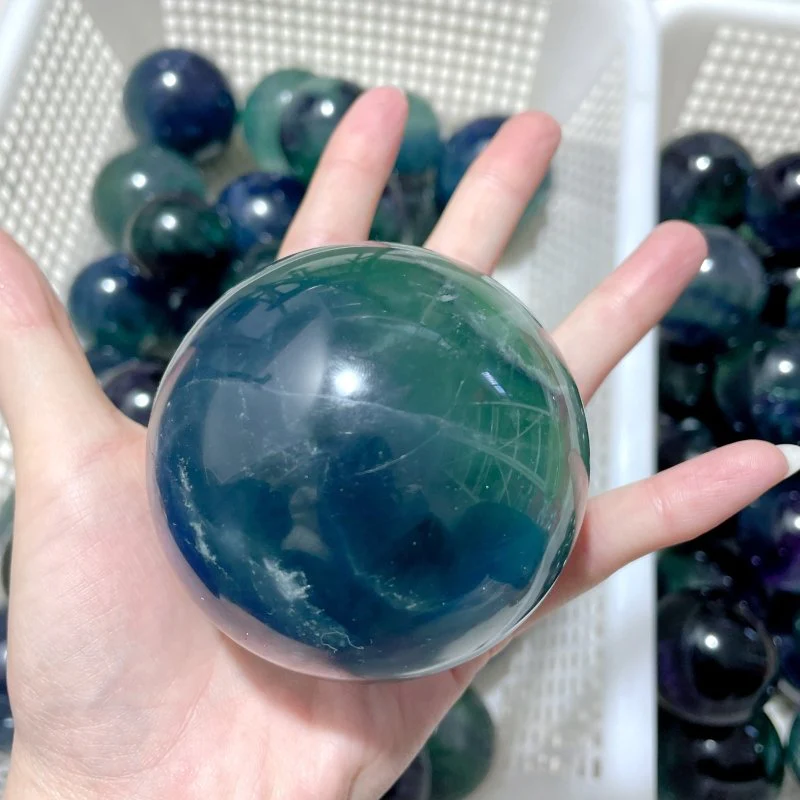 71 Pieces 57.8lbs Deep Green/Purple/Blue Fluorite Spheres - Image 4