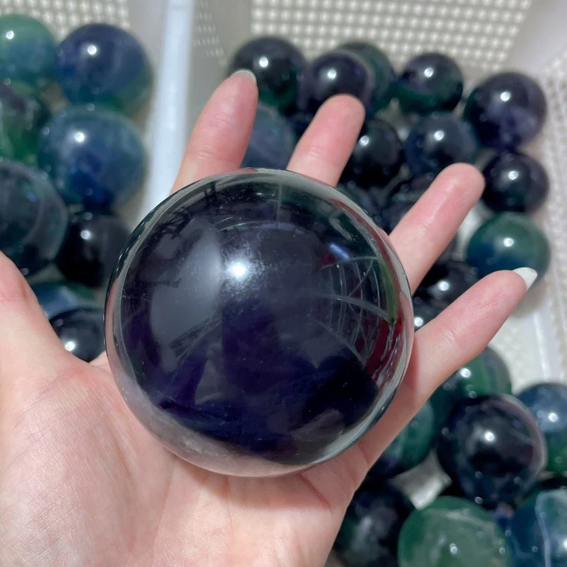 71 Pieces 57.8lbs Deep Green/Purple/Blue Fluorite Spheres - Image 5