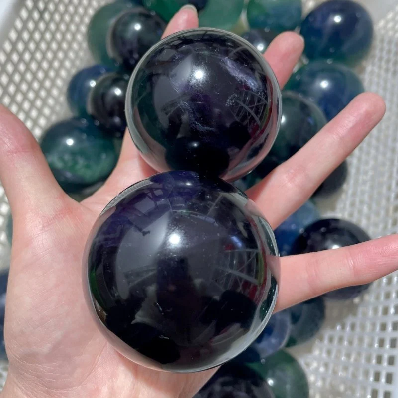 71 Pieces 57.8lbs Deep Green/Purple/Blue Fluorite Spheres - Image 6