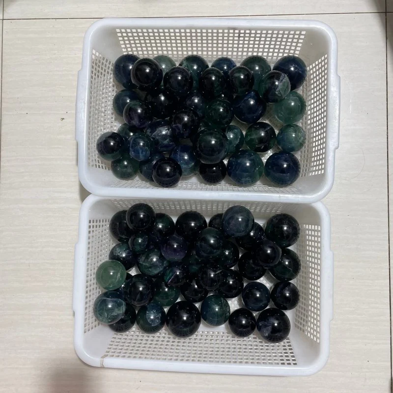 71 Pieces 57.8lbs Deep Green/Purple/Blue Fluorite Spheres - Image 7