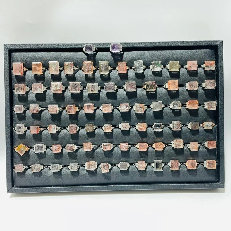 73 Pieces Super 7 Strawberry Quartz Different Styles Sterling Silver Ring