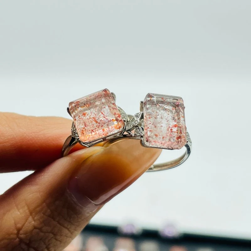 73 Pieces Super 7 Strawberry Quartz Different Styles Sterling Silver Ring - Image 2