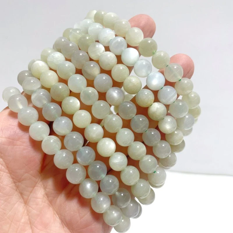 14 Pieces 8mm Light Green Moonstone Bracelet - Image 2