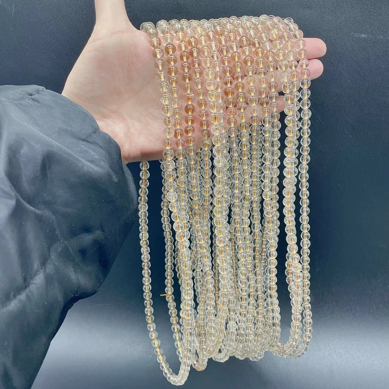 14 Pieces 7mm Rutile Quartz Beads 3-Loop Bracelet/Necklace For DIY