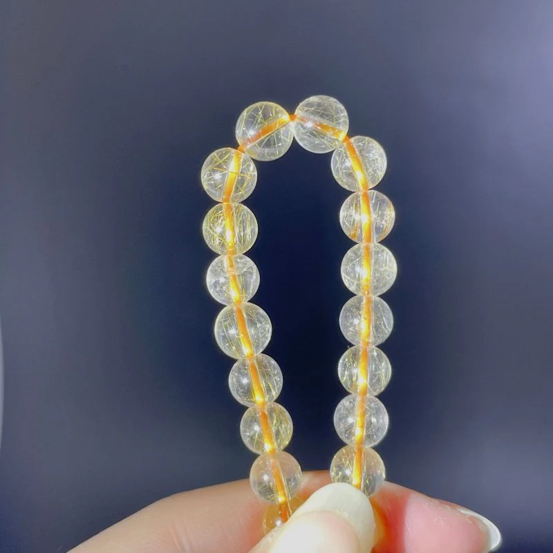 14 Pieces 7mm Rutile Quartz Beads 3-Loop Bracelet/Necklace For DIY - Image 6