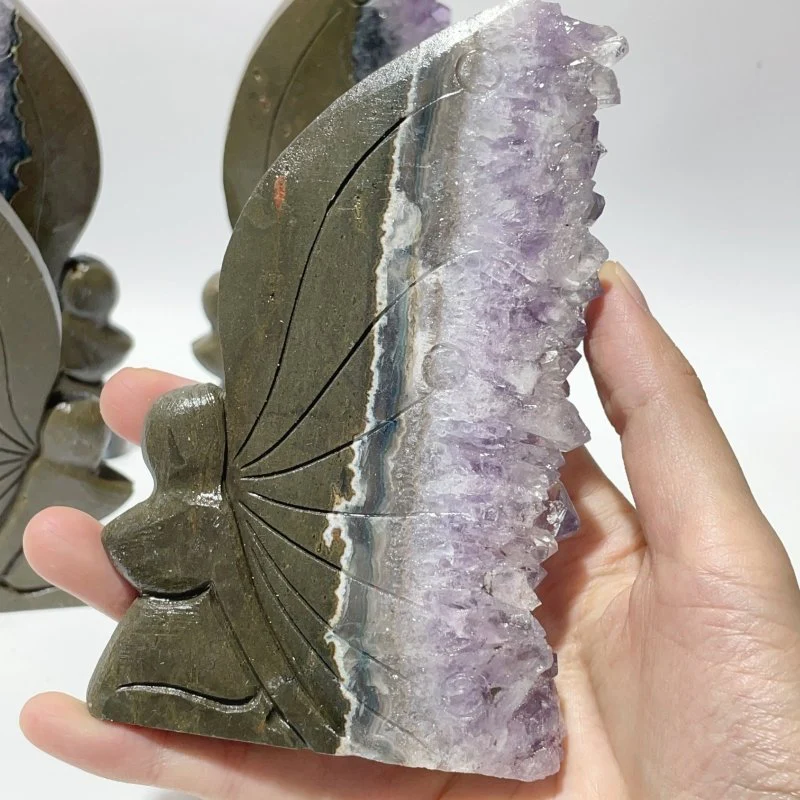 4 Pieces Amethyst Cluster Butterfly Fairy Carving - Image 3