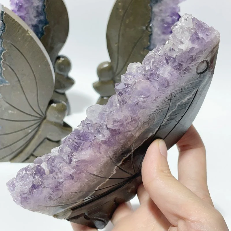 4 Pieces Amethyst Cluster Butterfly Fairy Carving - Image 4