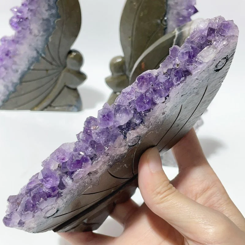 4 Pieces Amethyst Cluster Butterfly Fairy Carving - Image 5