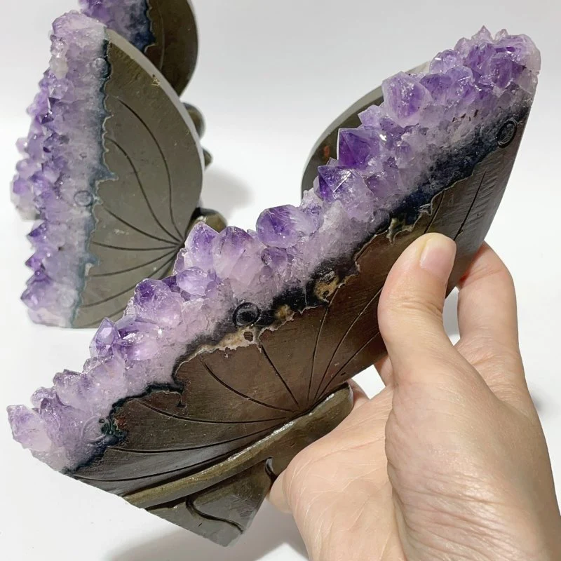 4 Pieces Amethyst Cluster Butterfly Fairy Carving - Image 6