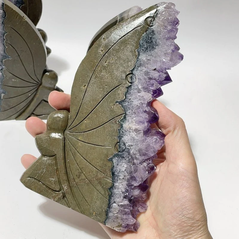 4 Pieces Amethyst Cluster Butterfly Fairy Carving - Image 7