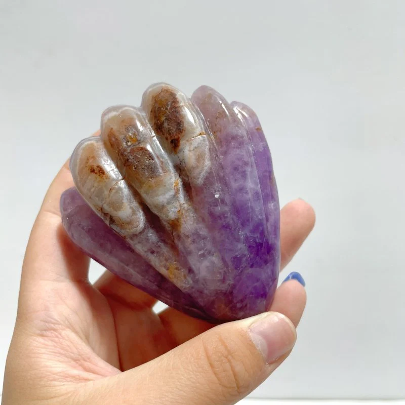 8 Pieces Amethyst Mixed Stripe Agate Shell Carving (Defect) - Image 2