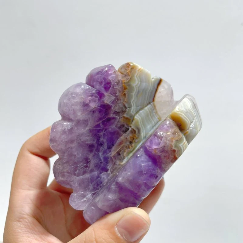 8 Pieces Amethyst Mixed Stripe Agate Shell Carving (Defect) - Image 3