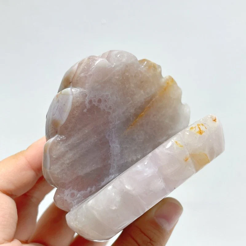 8 Pieces Amethyst Mixed Stripe Agate Shell Carving (Defect) - Image 8