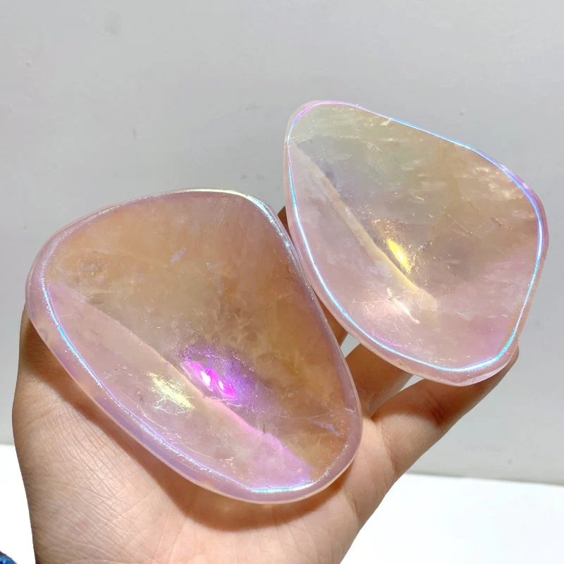 8 Pieces Aura Rose Quartz Bowl Carving - Image 4