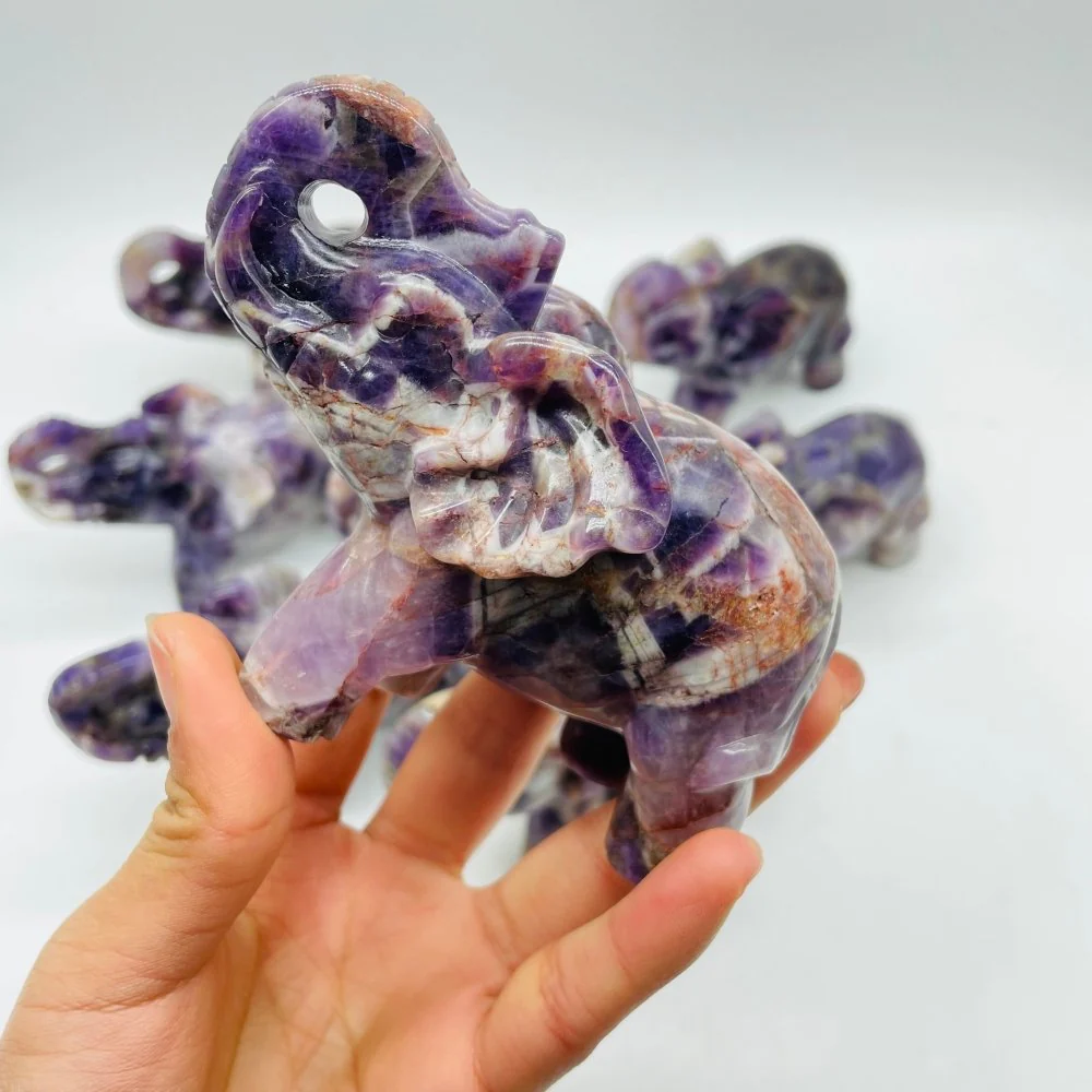 8 Pieces Beautiful Chevron Amethyst Elephant Carving - Image 5