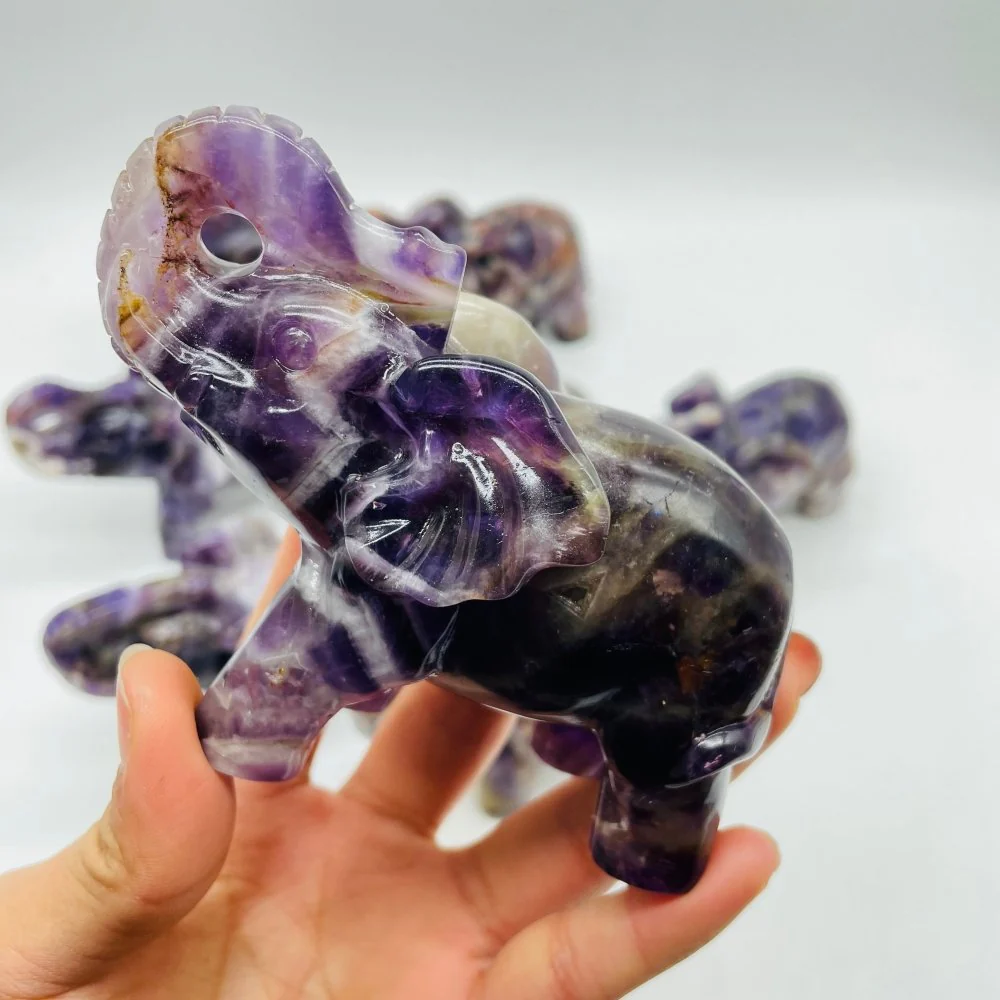 8 Pieces Beautiful Chevron Amethyst Elephant Carving - Image 8
