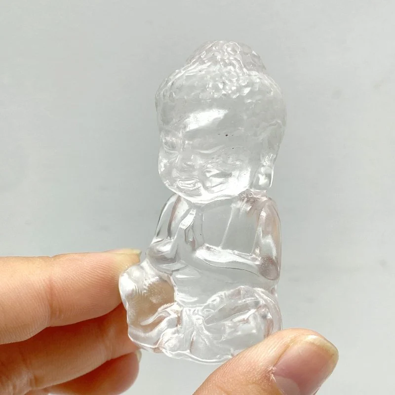 8 Pieces Beautiful Clear Quartz Buddha Carving - Image 6