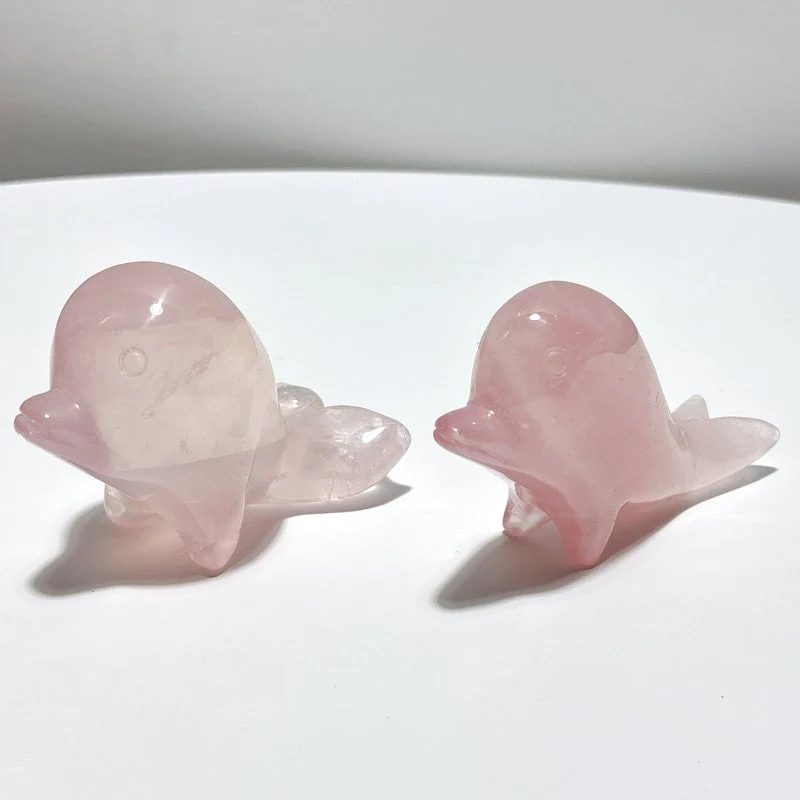 8 Pieces Beautiful Rose Quartz Sea Animals Carving - Image 2
