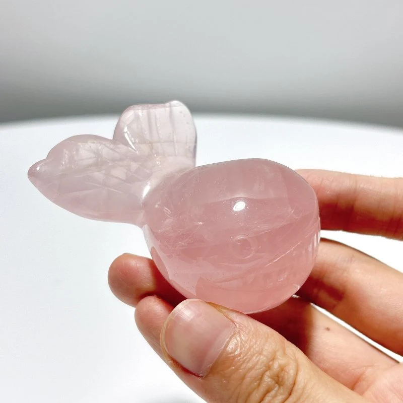 8 Pieces Beautiful Rose Quartz Sea Animals Carving - Image 4