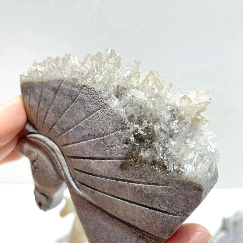 4 Pieces Clear Quartz Cluster Unicorn Carving - Image 4