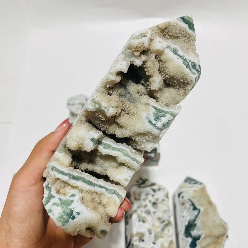 8 Pieces Geode Druzy Moss Agate Tower - Image 2