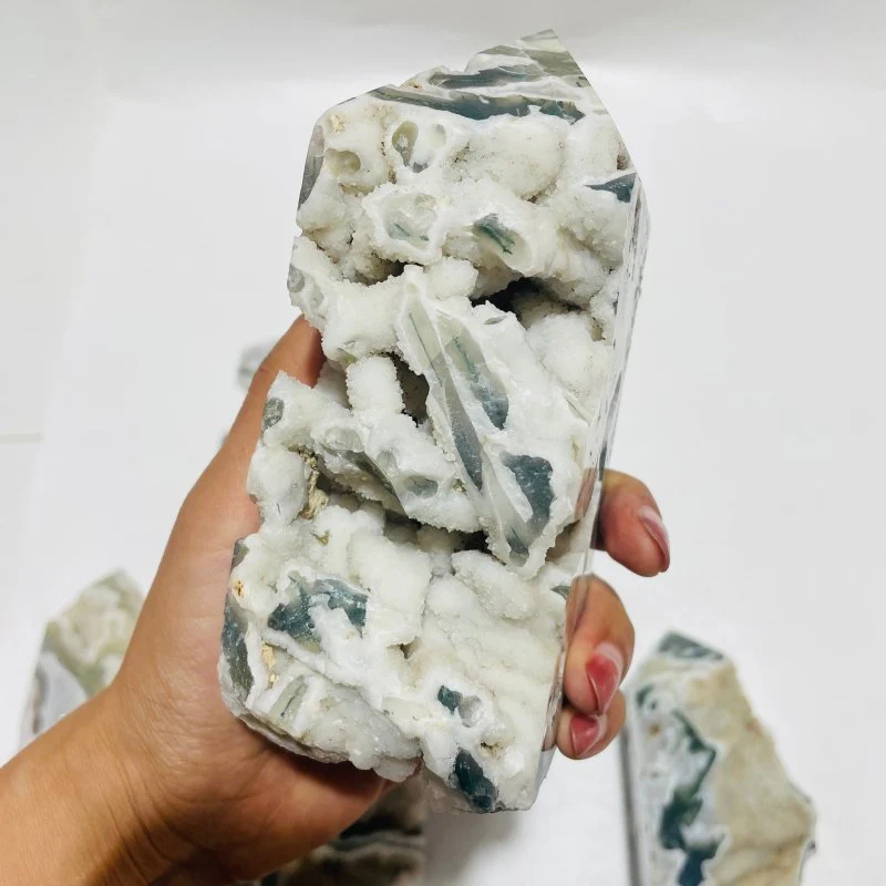 8 Pieces Geode Druzy Moss Agate Tower - Image 4