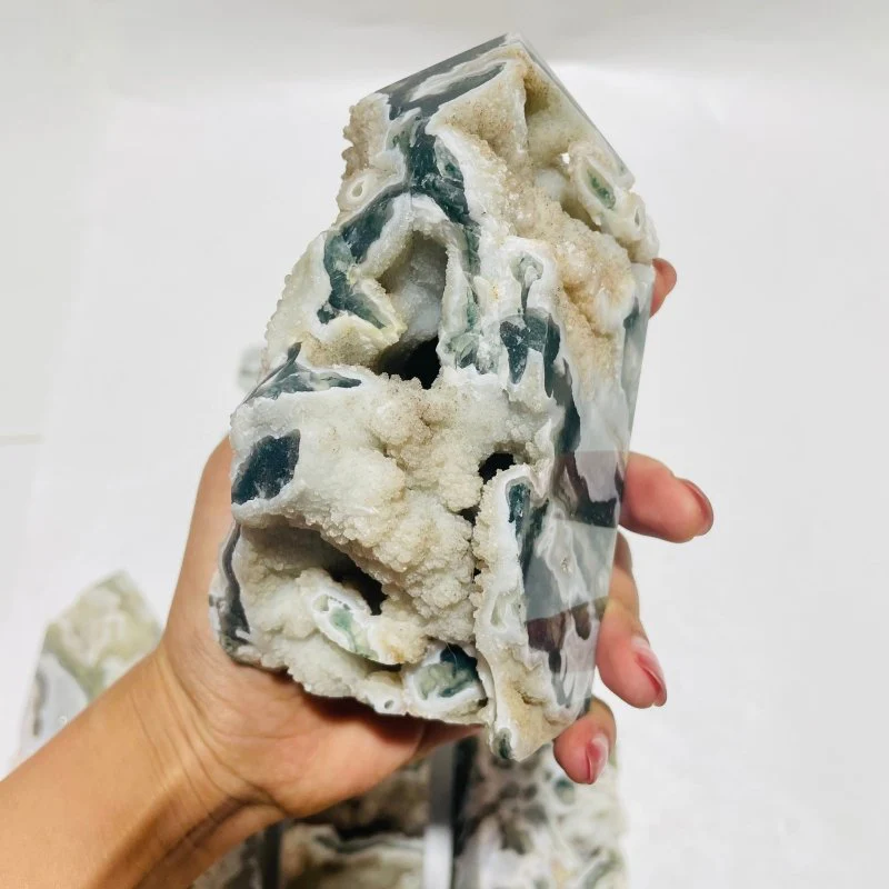8 Pieces Geode Druzy Moss Agate Tower - Image 5