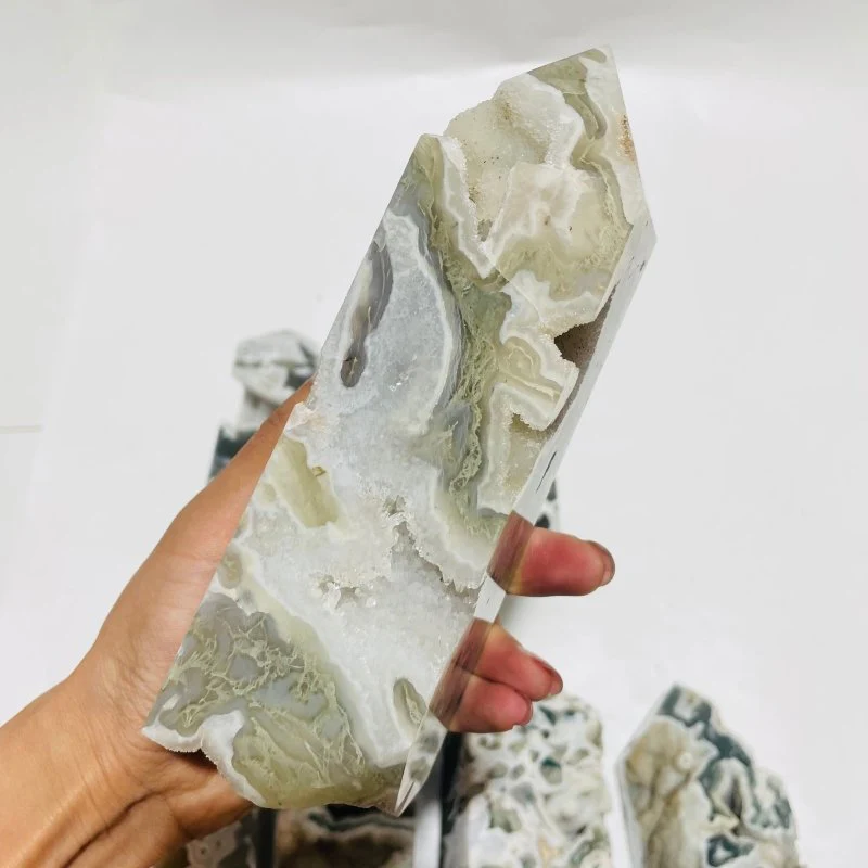 8 Pieces Geode Druzy Moss Agate Tower - Image 6