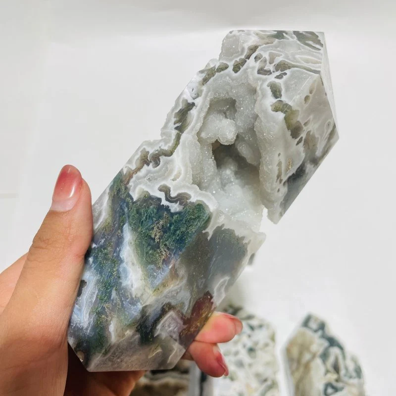 8 Pieces Geode Druzy Moss Agate Tower - Image 7