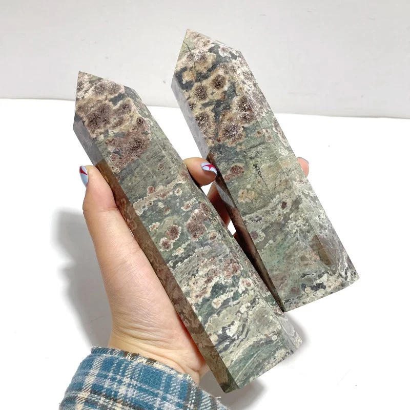8 Pieces Green Sakura Flower Agate Point - Image 4