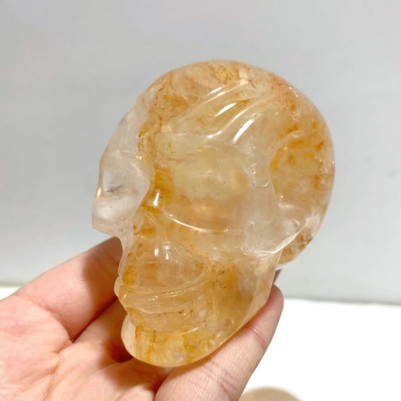 8 Pieces Hematoid Quartz Golden Fire Quartz Skull Carving - Image 3