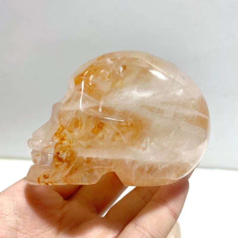 8 Pieces Hematoid Quartz Golden Fire Quartz Skull Carving - Image 4