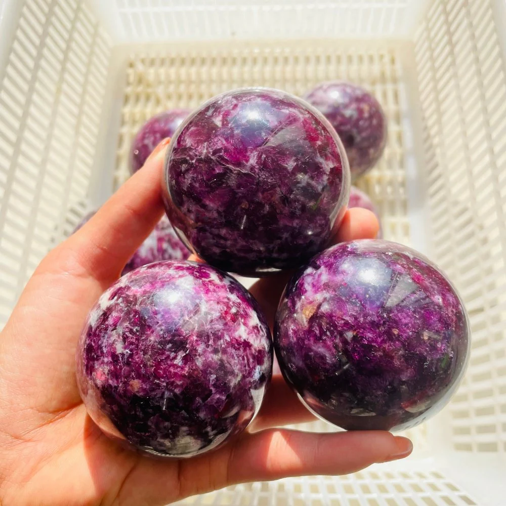 8 Pieces High Quality Spark Lepidolite Spheres - Image 2
