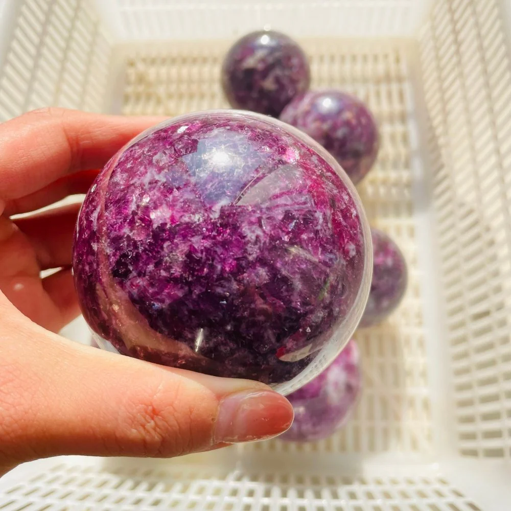 8 Pieces High Quality Spark Lepidolite Spheres - Image 3
