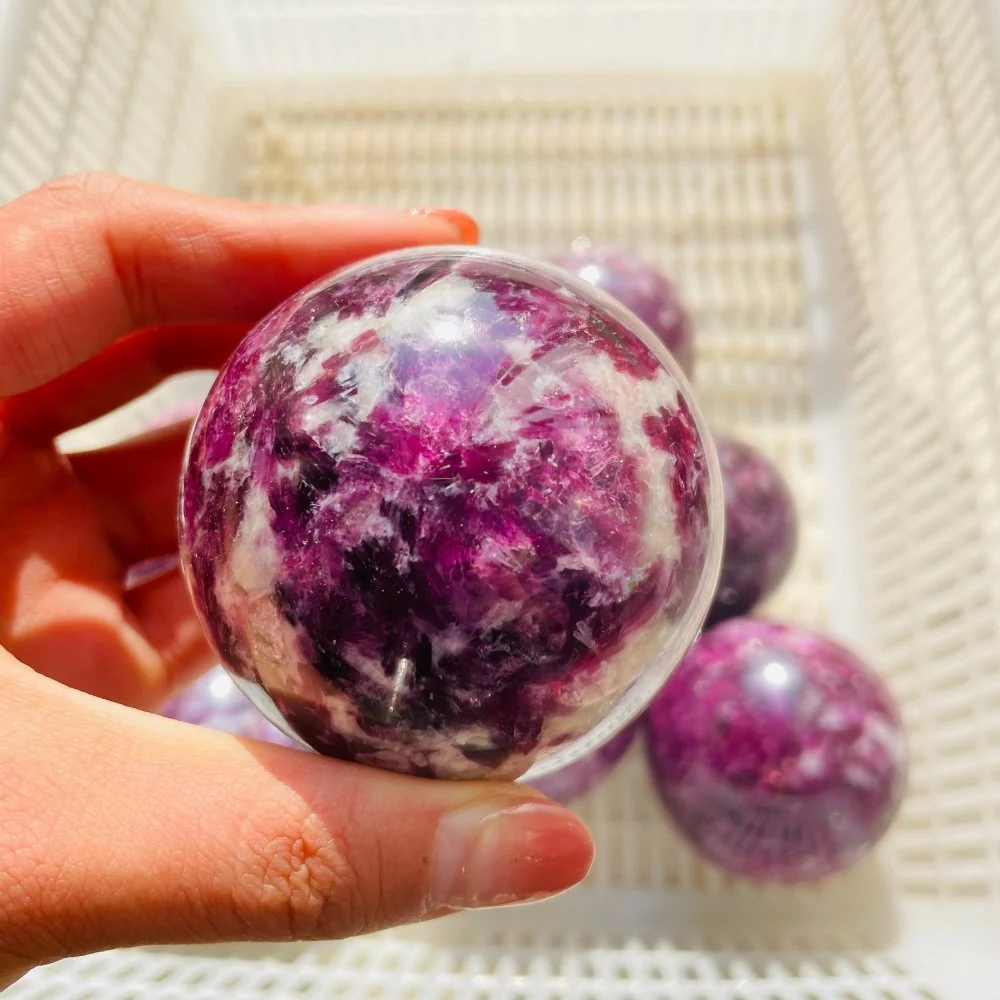 8 Pieces High Quality Spark Lepidolite Spheres - Image 4