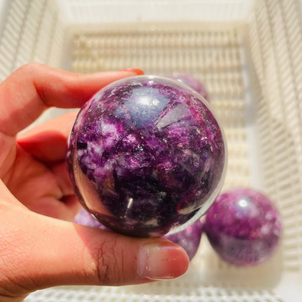 8 Pieces High Quality Spark Lepidolite Spheres - Image 5