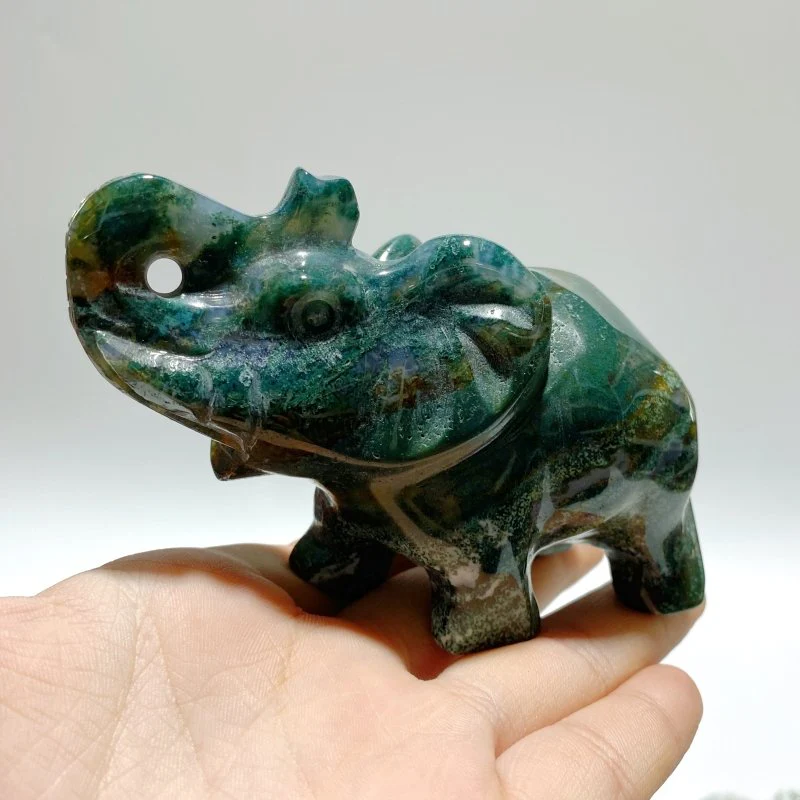 8 Pieces Moss Agate Elephant Carving - Image 6