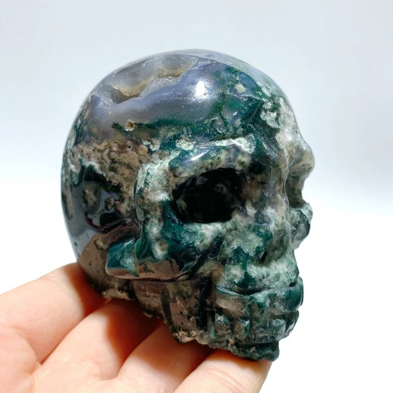 8 Pieces Moss Agate Skull Carving - Image 2