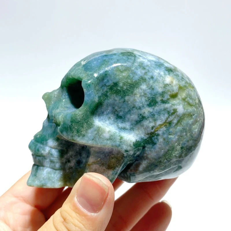 8 Pieces Moss Agate Skull Carving - Image 3