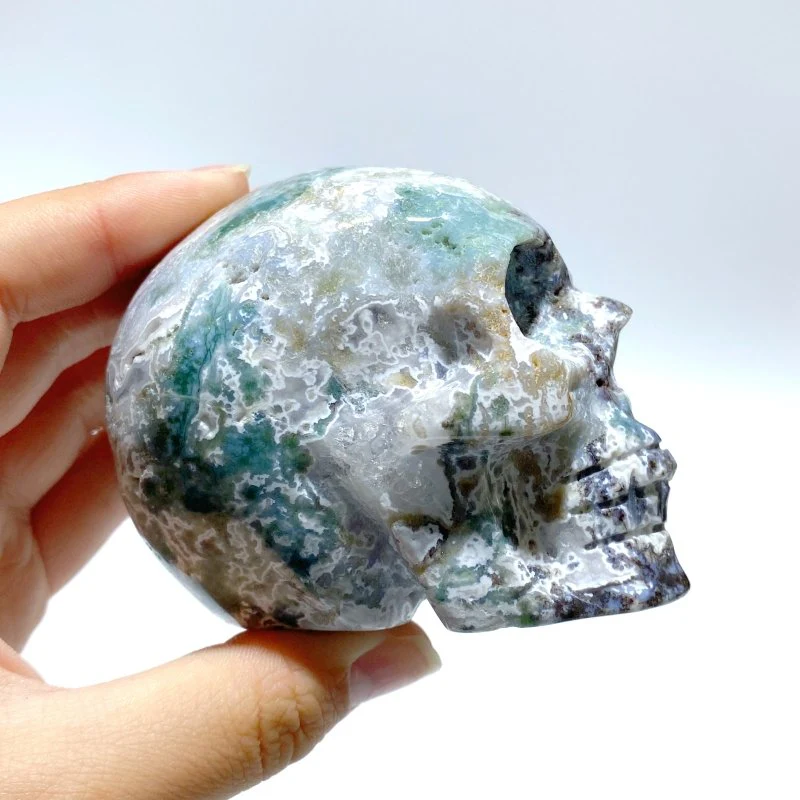 8 Pieces Moss Agate Skull Carving - Image 4