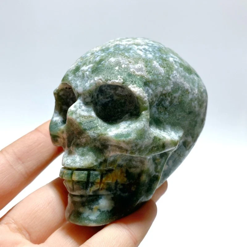 8 Pieces Moss Agate Skull Carving - Image 5