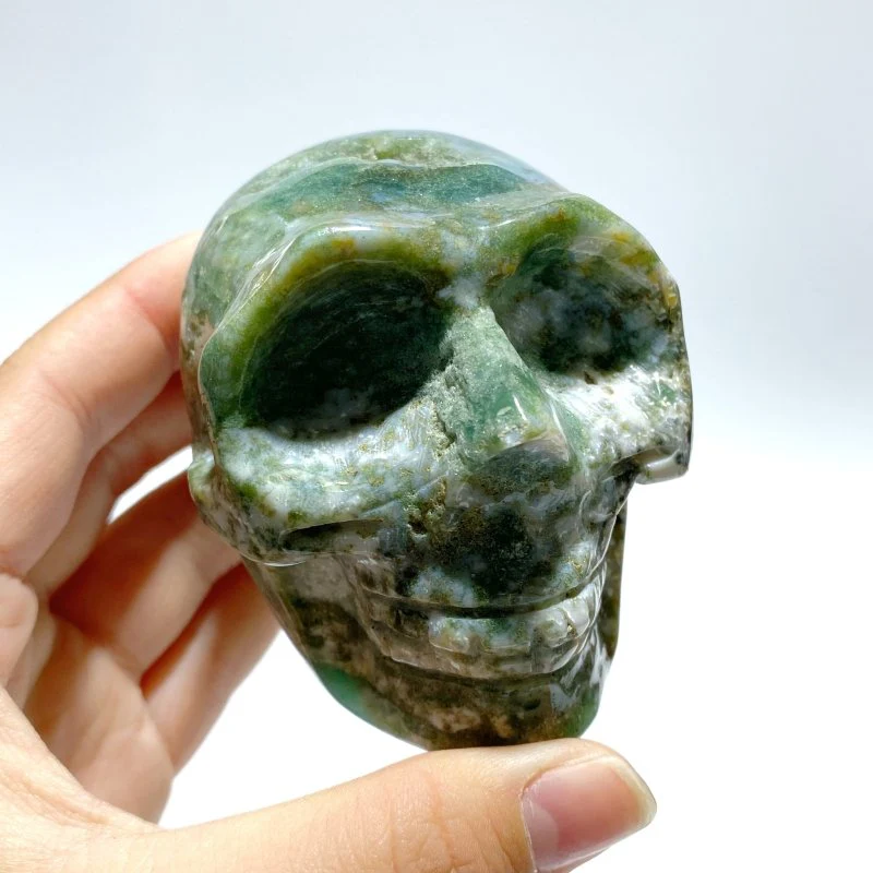 8 Pieces Moss Agate Skull Carving - Image 6