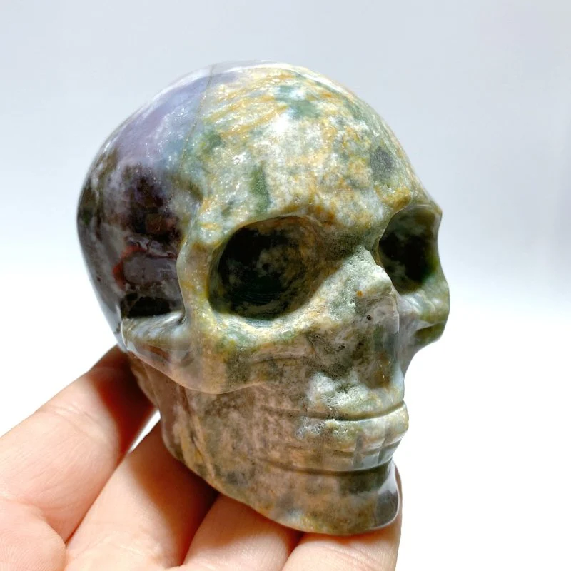 8 Pieces Moss Agate Skull Carving - Image 7