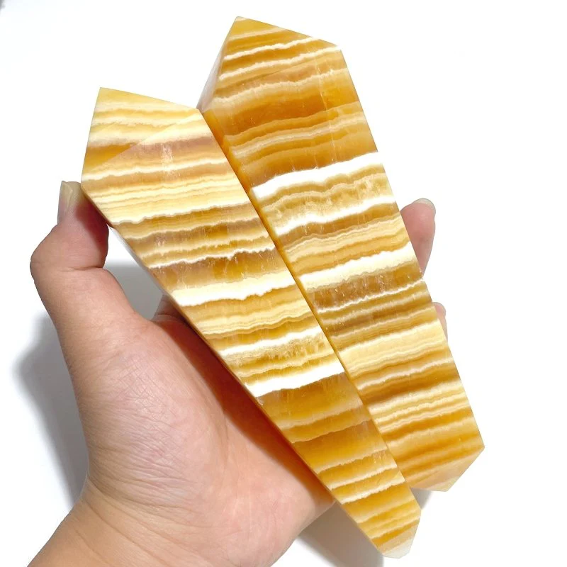 8 Pieces Yellow Calcite Magic Scepter Wand Points With Stand - Image 3