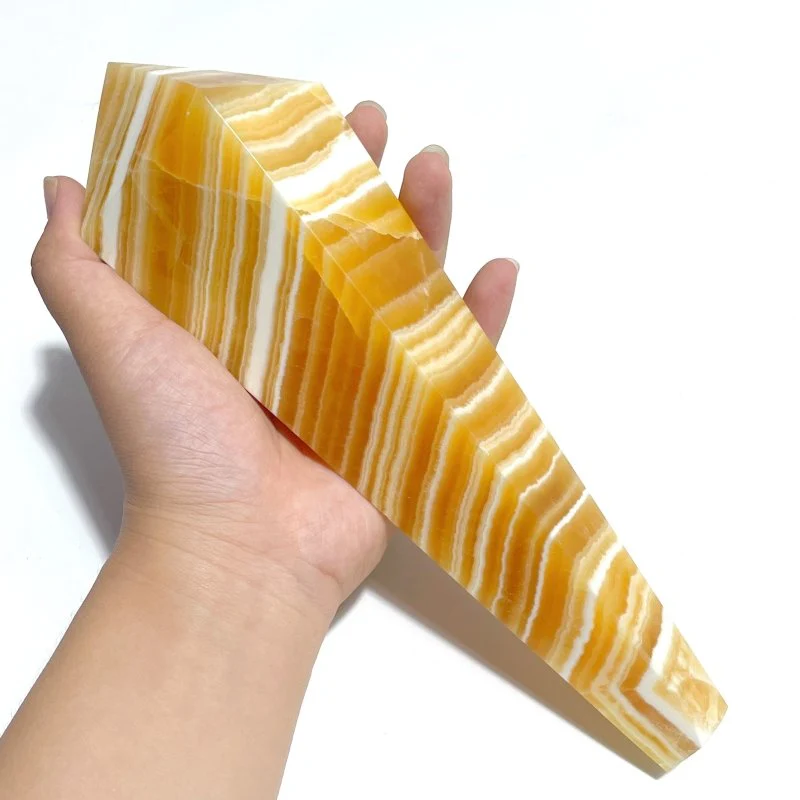 8 Pieces Yellow Calcite Magic Scepter Wand Points With Stand - Image 4